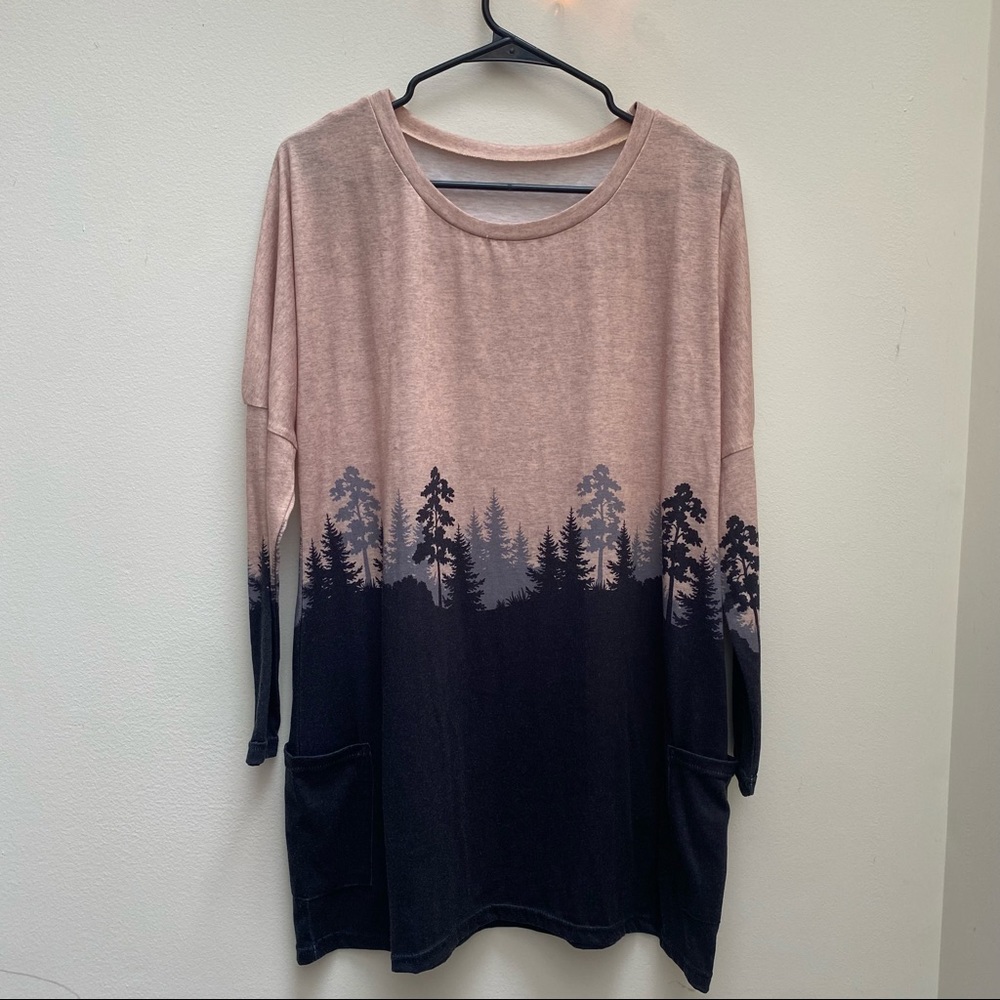 Pretty trees long sleeve tunic dress
